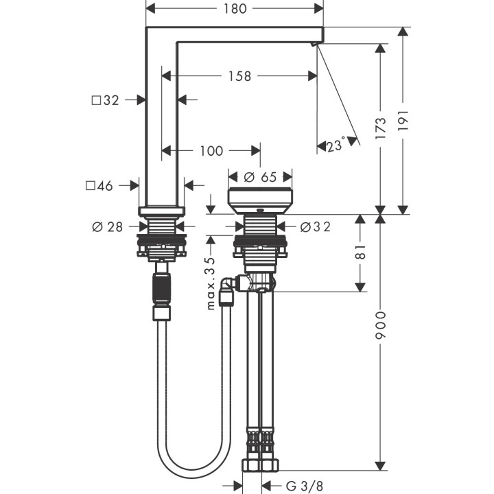 2-otworowa bateria umywalkowa 150 CoolStart z niezamykanym kompletem odpływowym, Hansgrohe Tecturis E - Brąz Szczotkowany