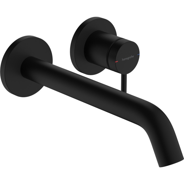 Jednouchwytowa bateria umywalkowa ścienna, podtynkowa z wylewką 22,5 cm, Hansgrohe Tecturis S - Czarny Matowy
