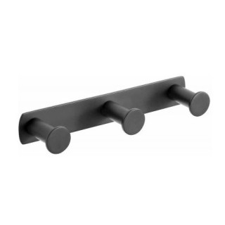 Wieszak na ręcznik 3-hakowy, Stella - czarny mat 