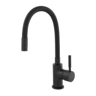 Bateria zlewozmywakowa z czarną, elastyczną wylewką, Ferro ZUMBA NERO - Czarny mat