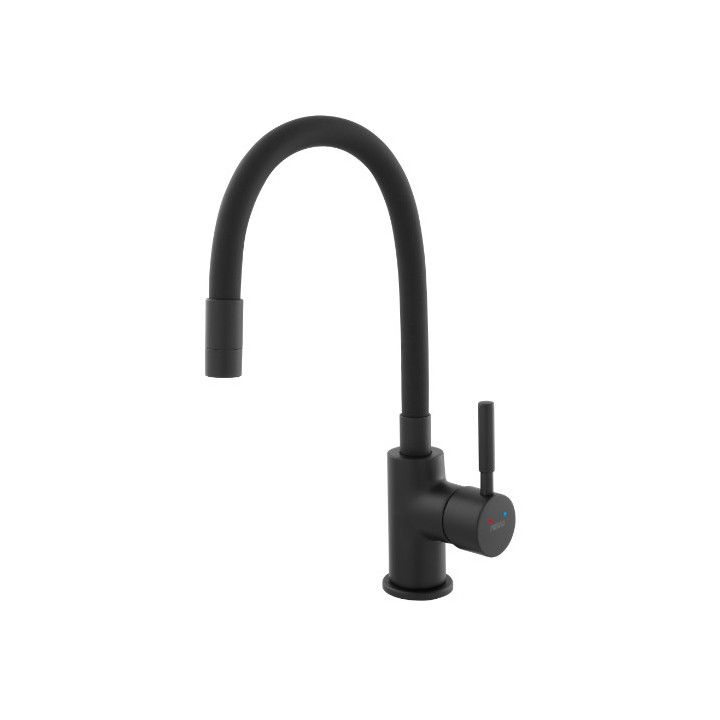 Bateria zlewozmywakowa z czarną, elastyczną wylewką, Ferro ZUMBA NERO - Czarny mat