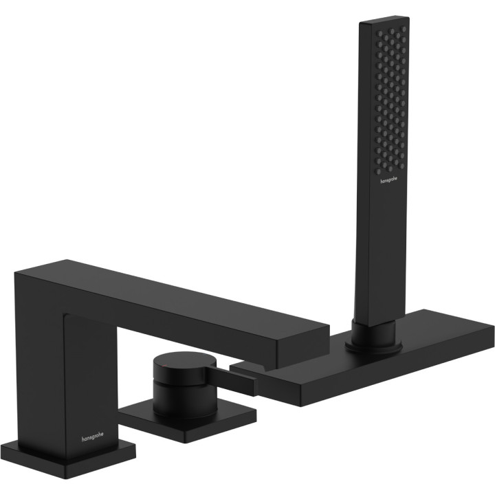 3-otworowa, jednouchwytowa bateria na brzeg wanny z sBox, element zewnętrzny, Hansgrohe Tecturis E - Czarny Matowy