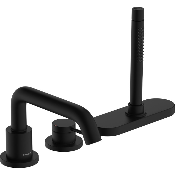 3-otworowa, jednouchwytowa bateria na brzeg wanny z sBox, element zewnętrzny, Hansgrohe Tecturis S - Czarny Matowy