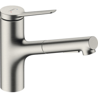 Jednouchwytowa bateria kuchenna 150, metalowa wyciągana wylewka, 2jet, sBox, Hansgrohe Zesis M33 - Stal Szlachetna Finish