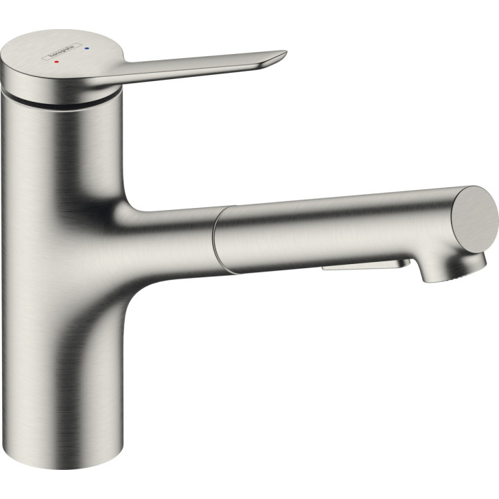 Jednouchwytowa bateria kuchenna 150, metalowa wyciągana wylewka, 2jet, sBox, Hansgrohe Zesis M33 - Stal Szlachetna Finish