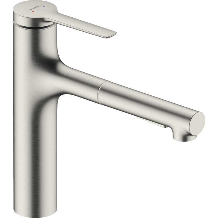 Jednouchwytowa bateria kuchenna 160, metalowa wyciągana wylewka, 2jet, Hansgrohe Zesis M33 - Stal Szlachetna Finish