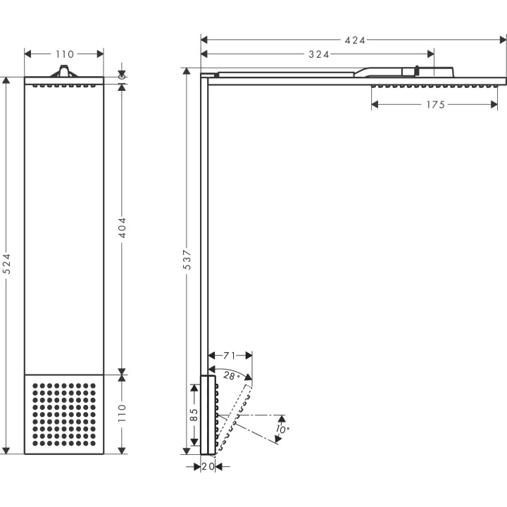 Moduł głowicy prysznicowej 110/220 1jet z prysznicem na ramiona, AXOR ShowerComposition - Chrom 