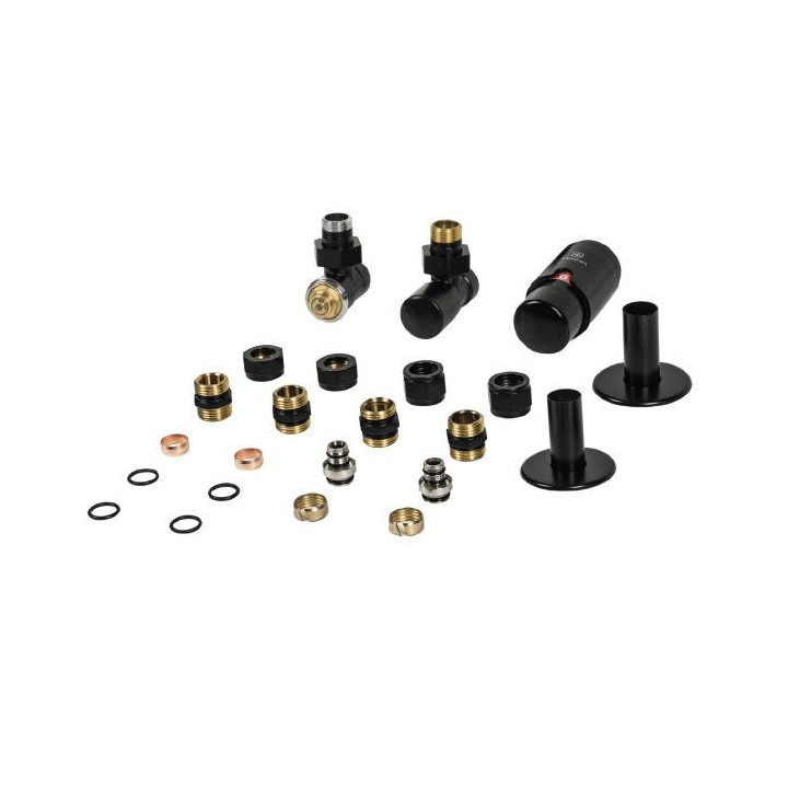 Zestaw trójosiowy regulacyjny osiowy, kątowy Terma Vision All In One, lewy - biały soft