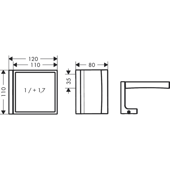 Lustro kosmetyczne, AXOR Universal Rectangular - Czarny Matowy