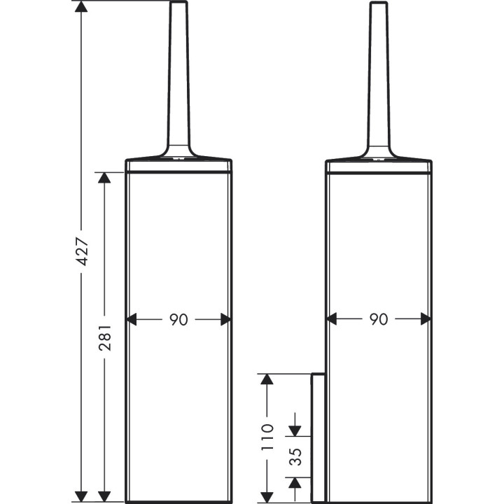 Szczotka toaletowa ścienna z pojemnikiem, AXOR Universal Rectangular - Nikiel Szczotkowany