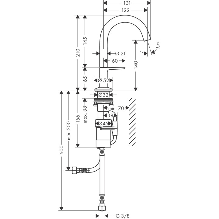 Bateria umywalkowa Select 140 z kompletem odpływowym Push-Open, AXOR One - Biały Matowy  