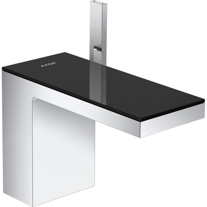 Jednouchwytowa bateria umywalkowa 110 z kompletem odpływowym Push-Open, AXOR MyEdition - Kolor wykończenia Chrom/Czarne Szkło 