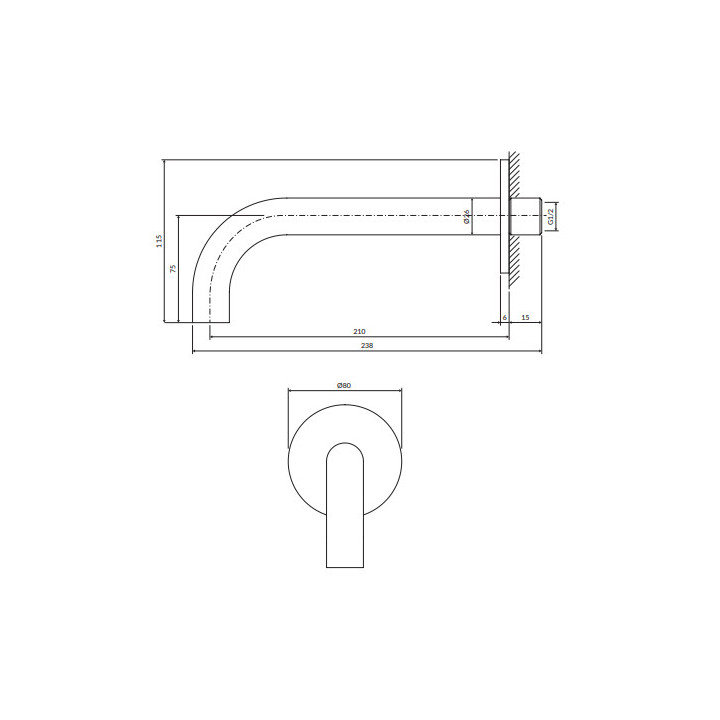 Wylewka wannowa ścienna, Omnires Y - Miedź szczotkowana