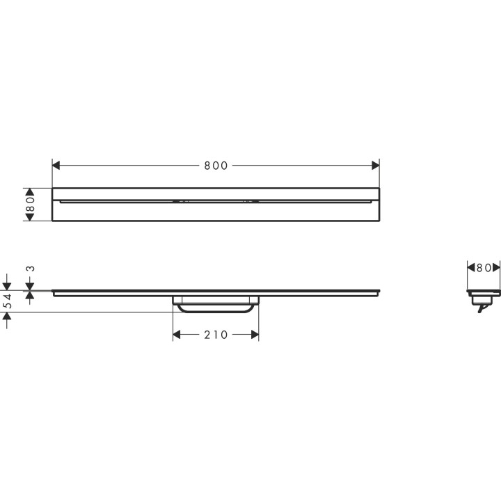 Element zewnętrzny odpływu liniowego 800, przyścienny, AXOR Drain - Czarny Matowy