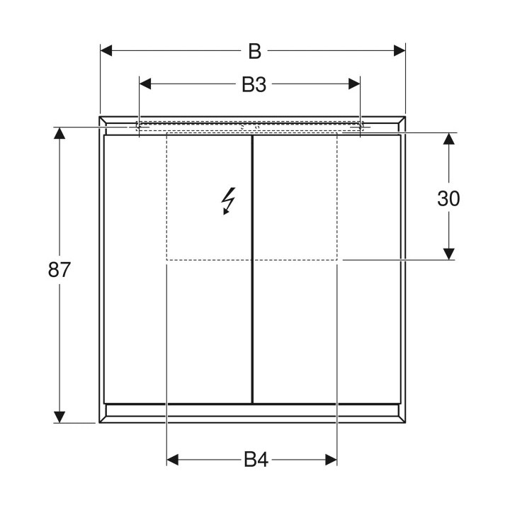 Szafka z lustrem z ComfortLight i dwojgiem drzwi, montaż natynkowy, wysokość 90 cm, Geberit ONE - Aluminium anodyzowane  