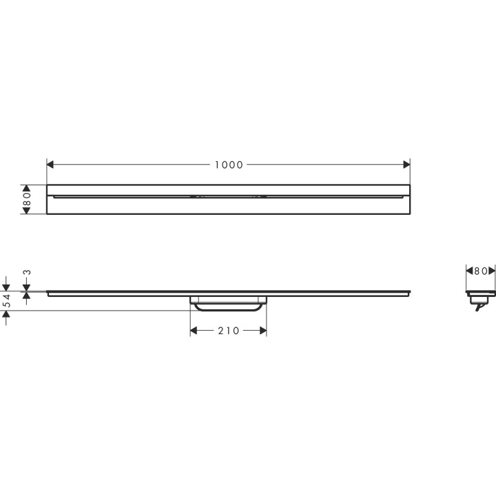 Element zewnętrzny odpływu liniowego 1000, przyścienny, AXOR Drain - Nikiel Szczotkowany