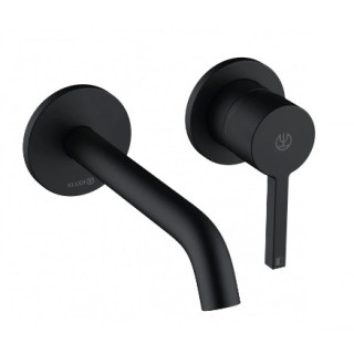 Ścienna bateria umywalkowa, wysięg wylewki 180 mm, KLUDI NOVA FONTE Pura - Czarny mat