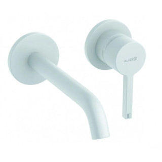 Ścienna bateria umywalkowa, wysięg wylewki 180 mm, KLUDI NOVA FONTE Pura - Biały mat