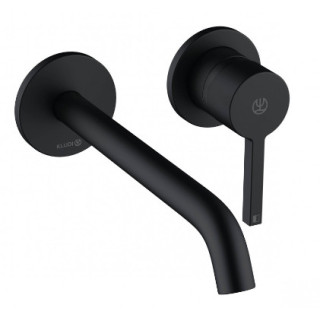 Ścienna bateria umywalkowa, wysięg wylewki 220 mm, KLUDI NOVA FONTE Pura - Czarny mat 