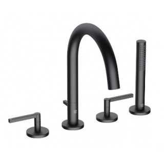 Bateria wannowo-natryskowa, 4-otw, KLUDI NOVA FONTE Puristic - Czarny mat 
