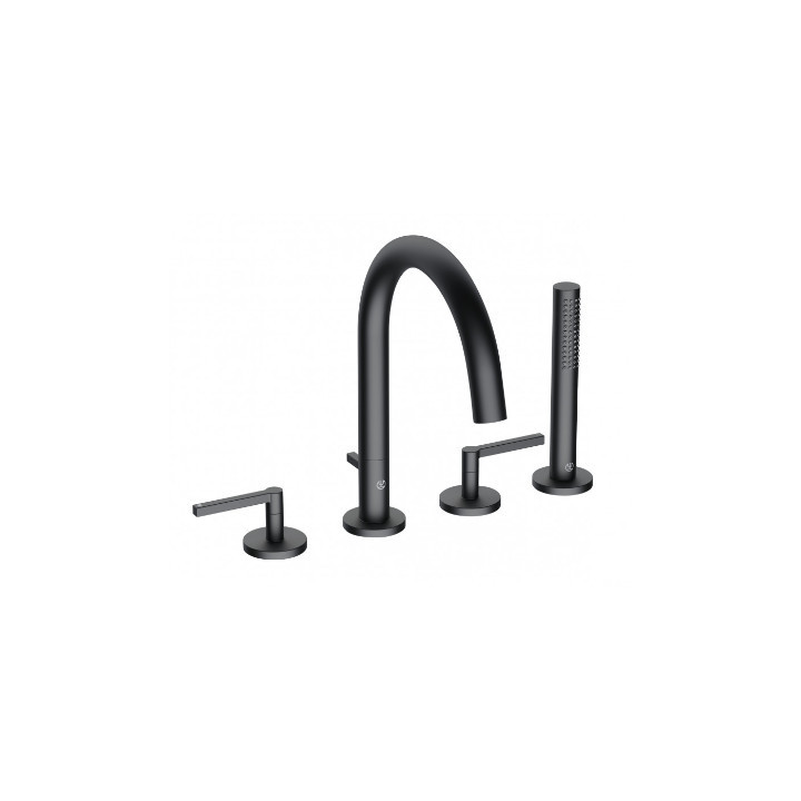 Bateria wannowo-natryskowa, 4-otw, KLUDI NOVA FONTE Puristic - Czarny mat 