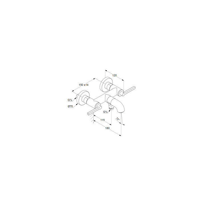Bateria wannowo-natryskowa, uchwyty proste, KLUDI NOVA FONTE Puristic - Biały mat 