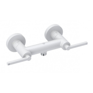 Bateria natryskowa, uchwyty proste, KLUDI NOVA FONTE Puristic - Biały mat