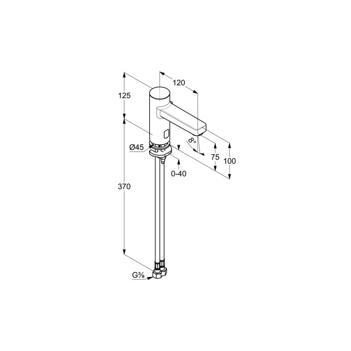 Elektroniczna bateria umywalkowa, z uchwytem regulacji tmp, KLUDI ZENTA SL - Chrom
