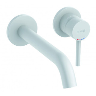 Ścienna bateria umywalkowa, wylewka 230 mm, KLUDI BOZZ - Biały mat