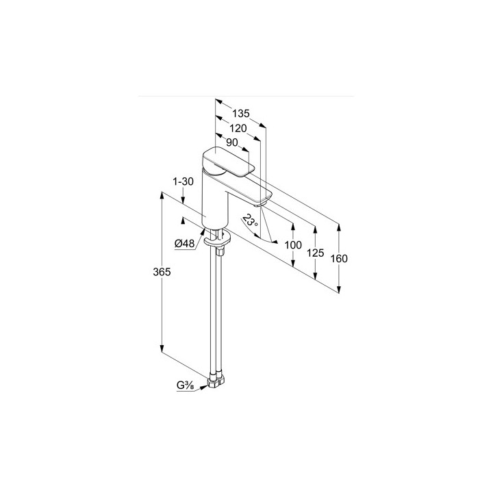 Jednouchwytowa bateria umywalkowa 100, bez zestawu odpł, KLUDI PURE&STYLE J XL - Czarny mat 
