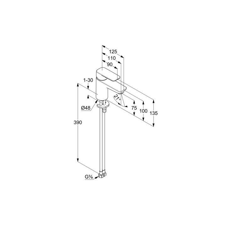 Jednouchwytowa bateria umywalkowa 75, bez zestawu odpł, KLUDI PURE&STYLE - Chrom 