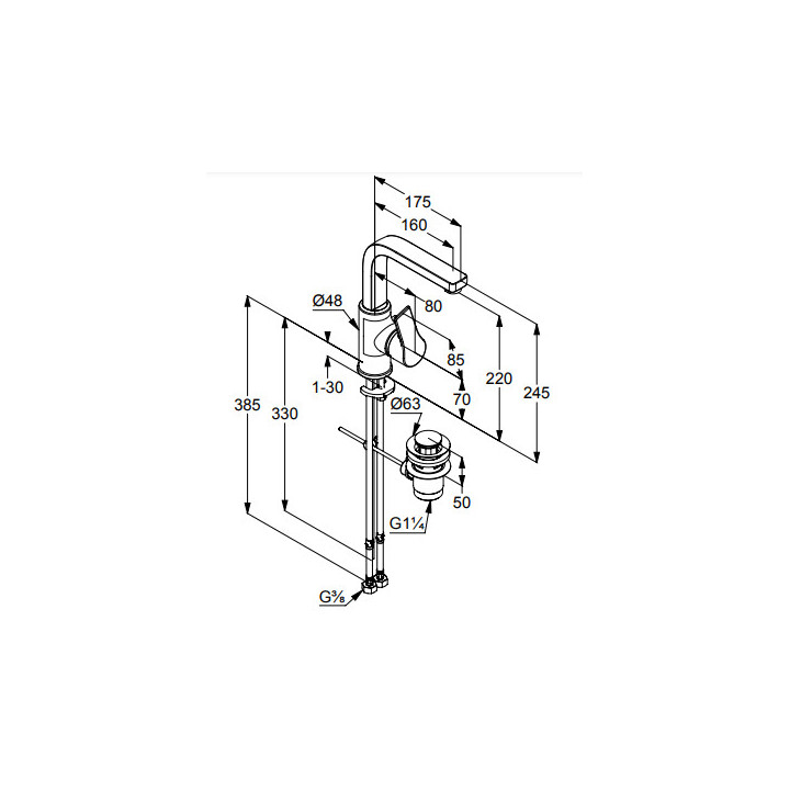 Bateria umywalkowa ze sterowaniem bocznym, zestaw odpł, KLUDI ZENTA SL - Czarny mat 