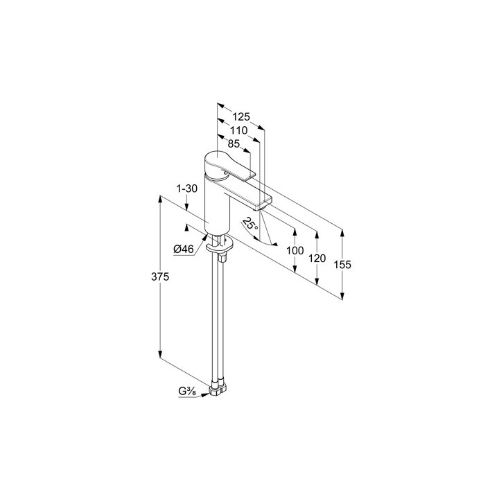 Jednouchwytowa bateria umywalkowa 100, bez zestawu odpł. KLUDI ZENTA SL - Chrom 