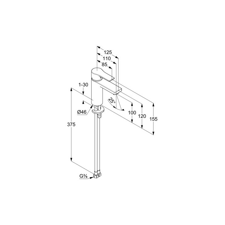 Jednouchwytowa bateria umywalkowa 100, bez zestawu odpł, KLUDI ZENTA SL - Czarny mat 
