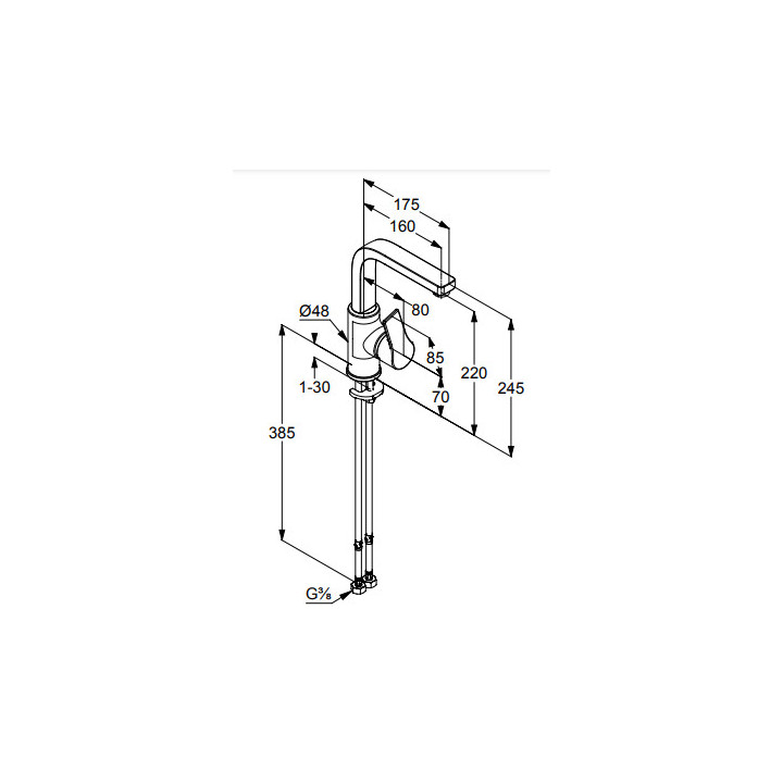 Bateria umywalkowa ze sterowaniem bocznym, KLUDI ZENTA SL - Chrom