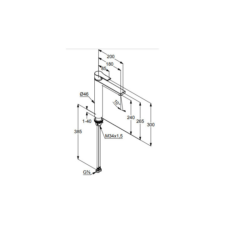 Jednouchwytowa bateria umywalkowa, wysoka, bez zestawu odpł. KLUDI ZENTA SL -  Chrom