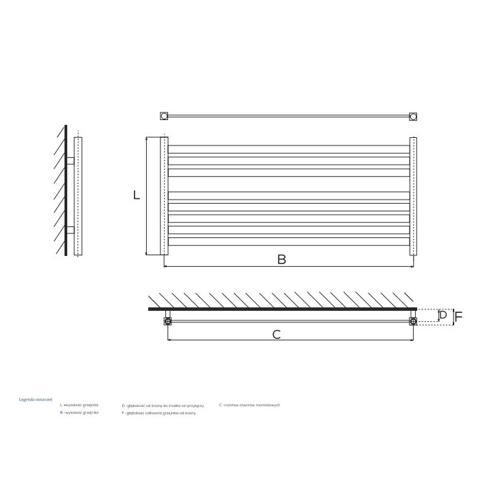 Grzejnik poziomy, Komex Lena, 50x100cm - Biały