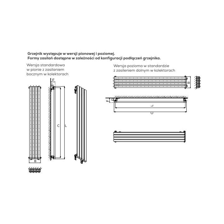 Grzejnik, Komex Rene pojedynczy, 150x23,6cm - Biały
