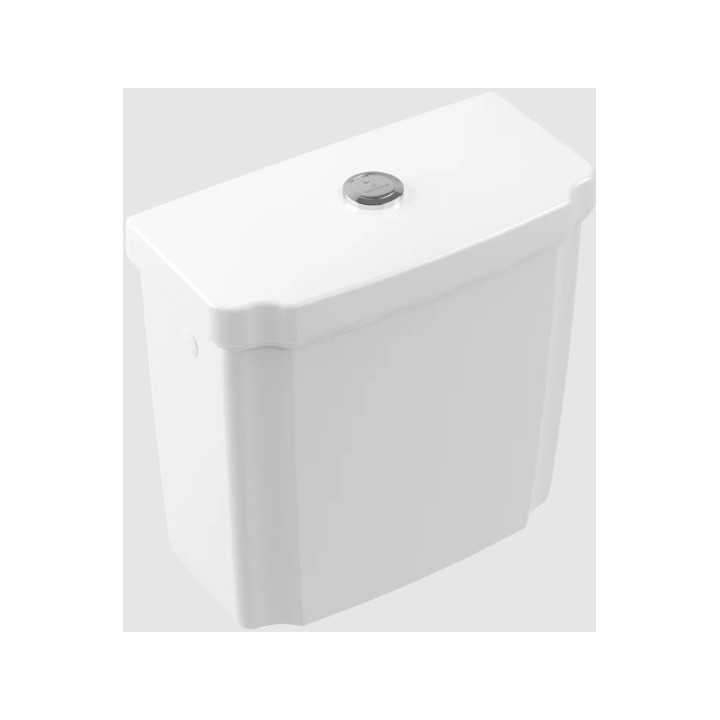 Spłuczka, dopływ z boku albo z tyłu, Villeroy&Boch Hommage - Weiss Alpin CeramicPlus