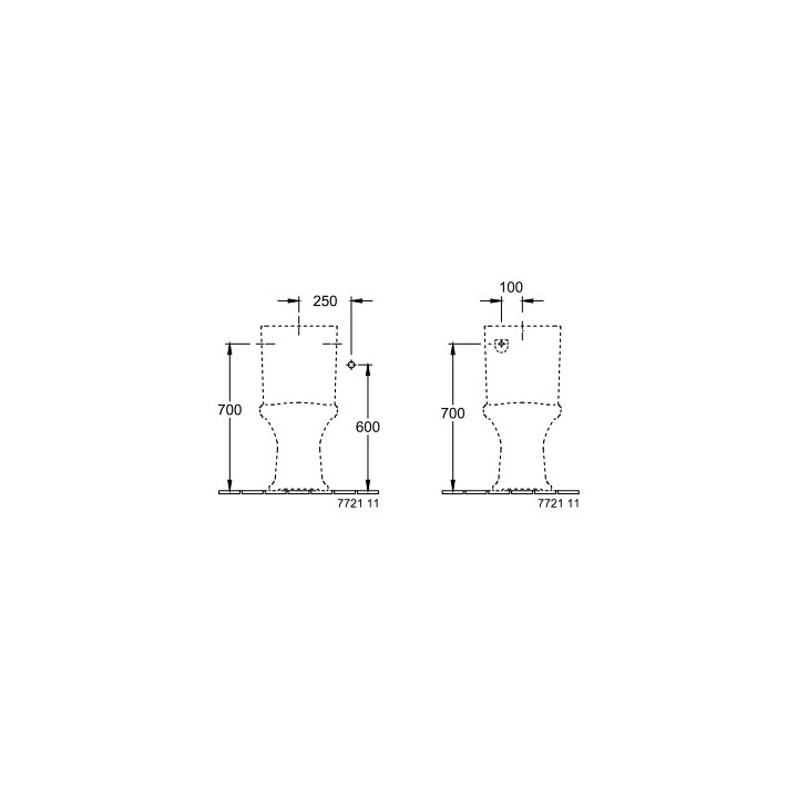 Spłuczka, dopływ z boku albo z tyłu, Villeroy&Boch Hommage - Weiss Alpin CeramicPlus