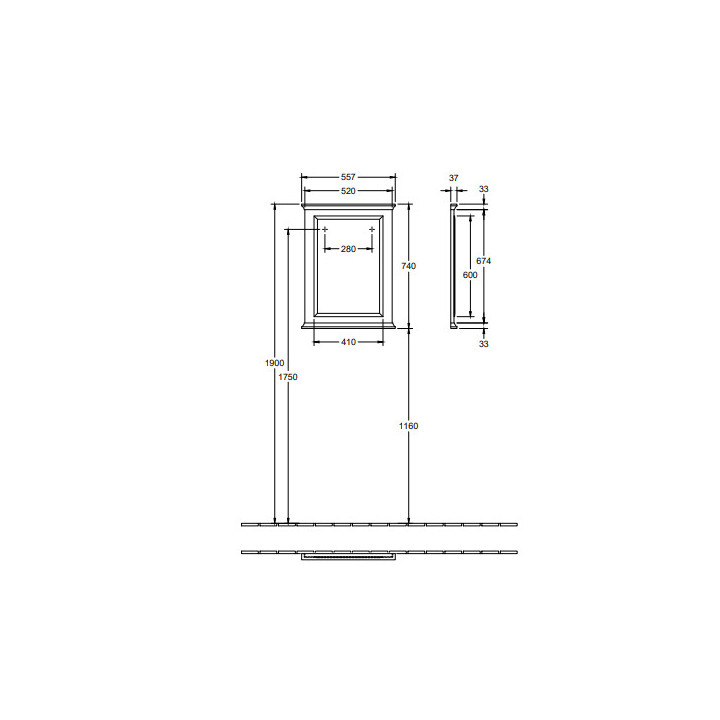 Lustro, 55,7 x 74 x 3,7 cm, Villeroy&Boch Hommage  - Drewno lite