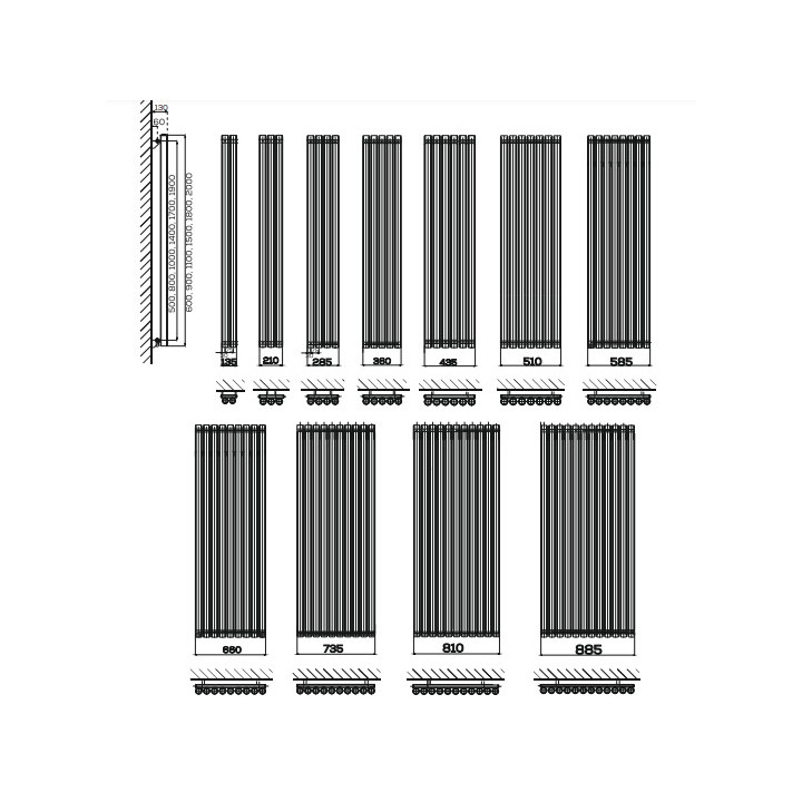 Grzejnik, Komex Wulkan, 90x13,5cm - Biały