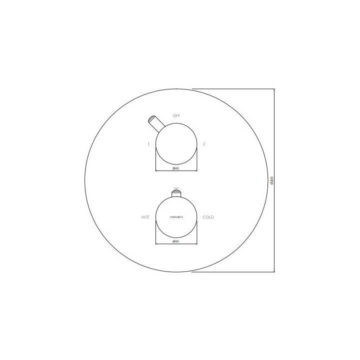 Termostatyczna bateria prysznicowo-wannowa podtynkowa, element natynkowy, Omnires Y - Miedź