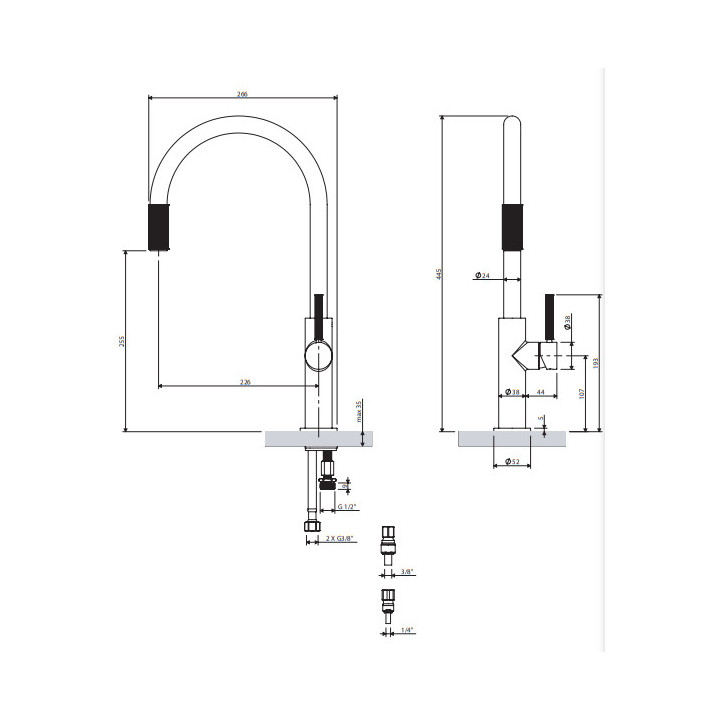Bateria kuchenna do podłączenia zestawu filtrującego, Omnires Switch - Biały mat