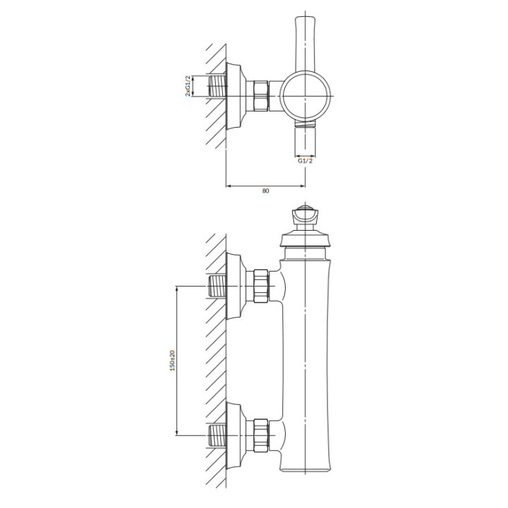 Bateria prysznicowa, Omnires Armance - Mosiądz szczotkowany 