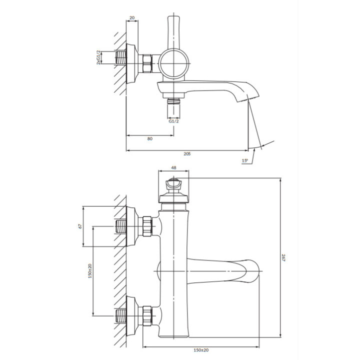 Bateria wannowa, Omnires Armance - Mosiądz szczotkowany