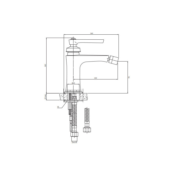 Bateria bidetowa, Omnires Armance - Mosiądz szczotkowany