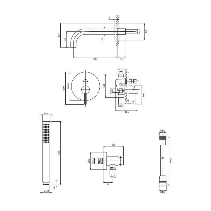 System wannowy podtynkowy, Omnires Y - Biały mat