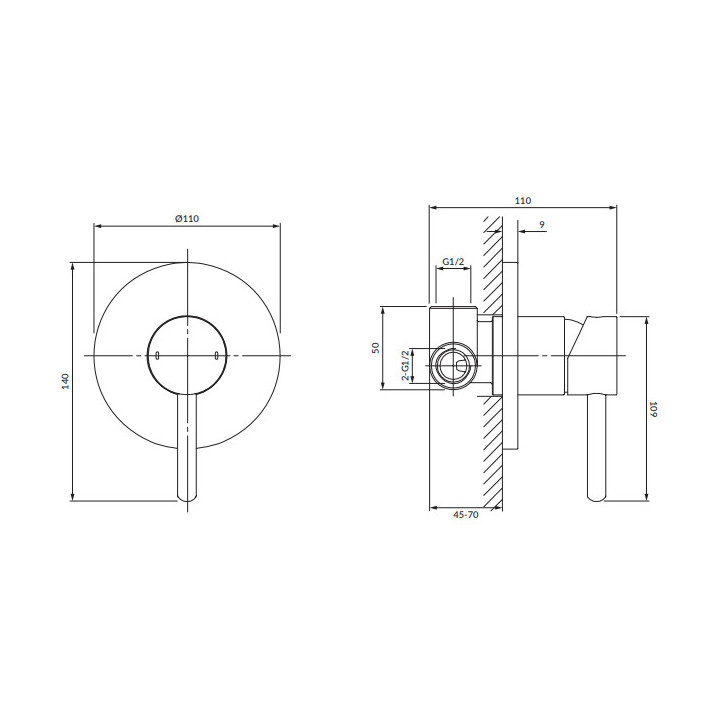 Bateria prysznicowa podtynkowa, Omnires Y - Mosiądz szczotkowany