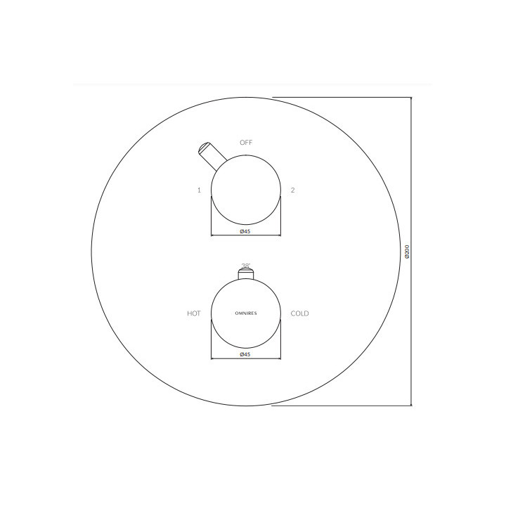 Termostatyczna bateria prysznicowo-wannowa podtynkowa, element natynkowy, Omnires Y - Mosiądz szczotkowany 